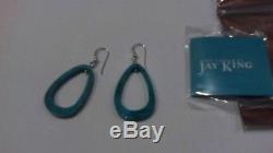 New Dtr Turquoise Jay King Cut Out Sterling Silver Vintage Dangle Earrings