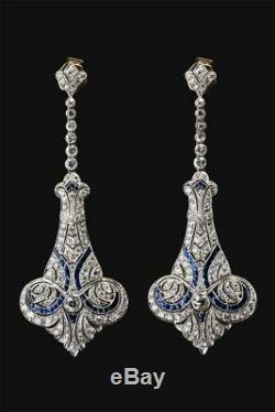 New Screw Back Solid Vintage Victorian Style Dangle Earrings 925 Sterling Silver
