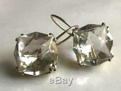 Nice Rock Crystal Vintage USSR Gilt Sterling Silver 875 Earrings Jewelry 5.5g