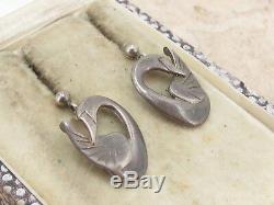 OLA GORIE Vintage Scottish Designer Sterling Silver 925 Modernist Swan Earrings