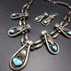 Old Pawn Vintage Navajo Sterling Silver & Turquoise Necklace & Earrings Set