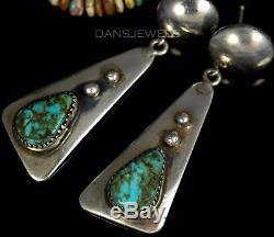OLD Pawn VTG Navajo Royston Green Turquoise Alberto Contreras Sterling Earrings