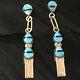 Old Pawn Vintage Estate Sterling Silver Onyx Turquoise Native Dangle Earrings