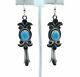 Old Pawn Vintage Sterling Silver & Turquoise Squash Blossom Dangle Earrings