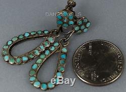 Old Pawn Vintage ZUNI SCREW BACK Snake Eye TURQUOISE Inlay Sterling Earrings