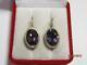 Old Vintage Russian Ussr Gilt Sterling Silver 875 Earrings Natural Alexandrite