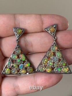 Opal 925 earrings Sterling Silver base, 14k jumpering 8.09ct, 4331mm
