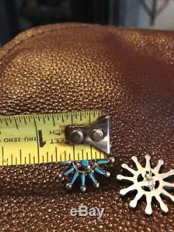 PRICE DROPVintage Zuni Petit Point Turquoise Sterling Earrings