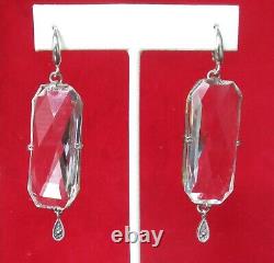 Pair of Antique Art-Deco Sterling Silver & Faceted Crystal Earrings