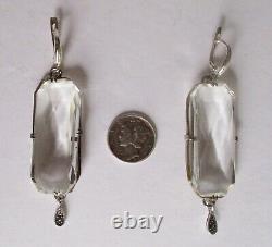 Pair of Antique Art-Deco Sterling Silver & Faceted Crystal Earrings