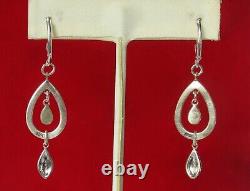 Pair of Vintage 2-Inch Marcasite & Sterling Silver Earrings/Boho/Hippie