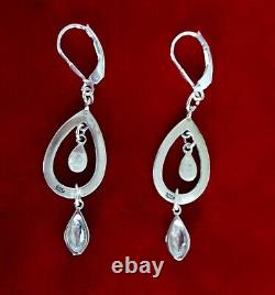 Pair of Vintage 2-Inch Marcasite & Sterling Silver Earrings/Boho/Hippie