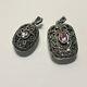 Pair Of Vintage Sterling Silver Lockets Pink Cz Stones & Marcasites