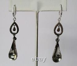 Pair of Vintage Sterling Silver & Marcasite Dangle Earrings/Boho/Hippie