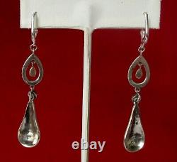 Pair of Vintage Sterling Silver & Marcasite Dangle Earrings/Boho/Hippie