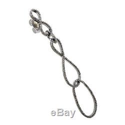 Pave 2ct Diamond Sterling Silver Dangle Earrings 14 K Gold Vintage Style Jewelry