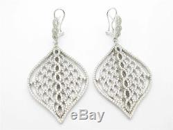 Platinum Sterling Silver Diamond Set White Sapphire Vintage Chandelier Earrings