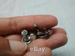 Pretty vintage Mikimoto sterling silver pearl screw on earrings