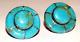 Rare Pair Of Antique Native American Zuni Sterling Silver Turquoise Earrings