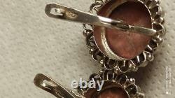 RARE Vintage Jasper Russian Earrings Sterling Silver 875 Soviet Jewelry USSR