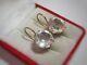 Rare Vintage Natural Rock Crystal Earrings Ussr Russian Sterling Silver 875 Gilt