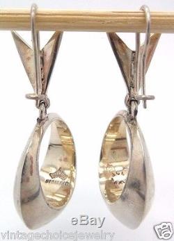 RARE Vintage Sterling ANTONIO PIÑEDA Mid Century Modern Hoop Earrings SIGNED
