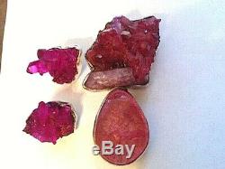 REBECCA COLLINS vtg. RUBY DRUZY CRYSTAL EARRINGS STERLING SIGNED RARITY