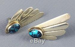 RaRe Vintage Navajo Sterling OLD LANDER BLUE Spiderweb Turquoise POST Earrings