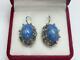 Rare Chic Vintage Russian Earrings Sterling Silver 916 Lapis Lazuli Stone Ussr