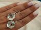 Rare Natural Rock Crystal Vintage Russian Ussr Sterling Silver 875 Earrings