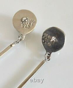 Rare Vintage MODERNIST Mexico Taxco TC-81 925 Sterling Silver Earrings 4.5 L