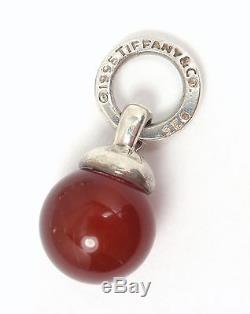 Rare Vintage Tiffany &Co Sterling Silver Carnelian Fascination Clip-On Earrings