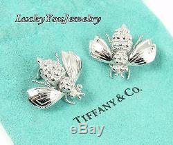 Rare Vintage Tiffany & Co Sterling Silver LARGE Bumble Bee Earrings withpouch