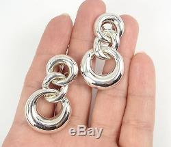 Rare Vintage Tiffany & Co Sterling Silver LARGE Dangle Clip-On Earrings