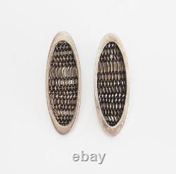 Rare vintage sterling silver abstract mesh long oval earrings Barbara Cieslicki