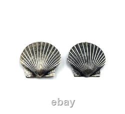 Retired Vintage Mignon Faget Sterling Silver 925 Scallop Shell Clip On Earrings