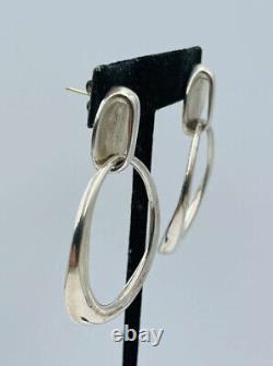 Robert Lee Morris Vintage Modernist Sterling Silver Large Loop Dangle Earrings