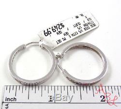 SB Sterling Silver Vintage 925 Polished Hoop 1/2ct Diamond Earrings 5.7g 526034