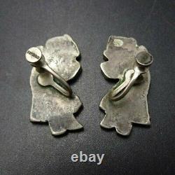 SPECTACULAR Vintage Sterling Silver RAINBOW MAN Inlay EARRINGS Screwback