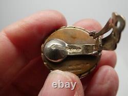 STEPHEN DWECK Vintage Bronze & Sterling 925 Citrine Clip Earrings