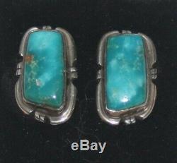 STUNNING NAVAJO Carico Lake TURQUOISE STERLING SILVER EARRINGS Vintage Lot