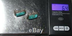 STUNNING NAVAJO Carico Lake TURQUOISE STERLING SILVER EARRINGS Vintage Lot