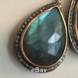 Sara Weinstock Earrings Diamond Labradite 18k Gold Sterling Vintage NWT$2,510.00