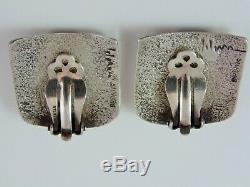 Signed Early Vintage C. 1959 CHARLES LOLOMA EARRINGS Tufa Cast STERLING SILVER
