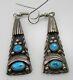 Signed Haley Vintage Sterling Silver Turquoise Earrings Native American