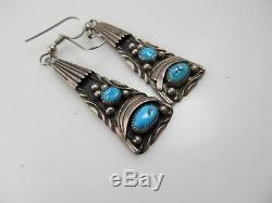 Signed Haley Vintage Sterling Silver Turquoise Earrings Native American