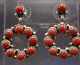 Signed Vintage Navajo Sterling Silver & Coral Petit Point Cluster Earrings