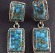 Signed Vintage Navajo Sterling Silver & Lone Mountain Turquoise Earrings