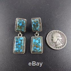 Signed Vintage NAVAJO Sterling Silver & LONE MOUNTAIN TURQUOISE EARRINGS