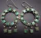 Signed Vintage Navajo Sterling Silver & Square Turquoise Cluster Earrings